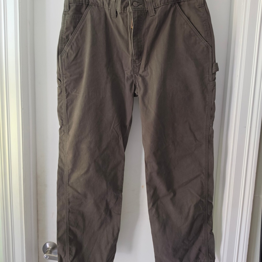 Carhartt Mens Carpenter Pants Moss Green Canvas Utility Workwear Trousers